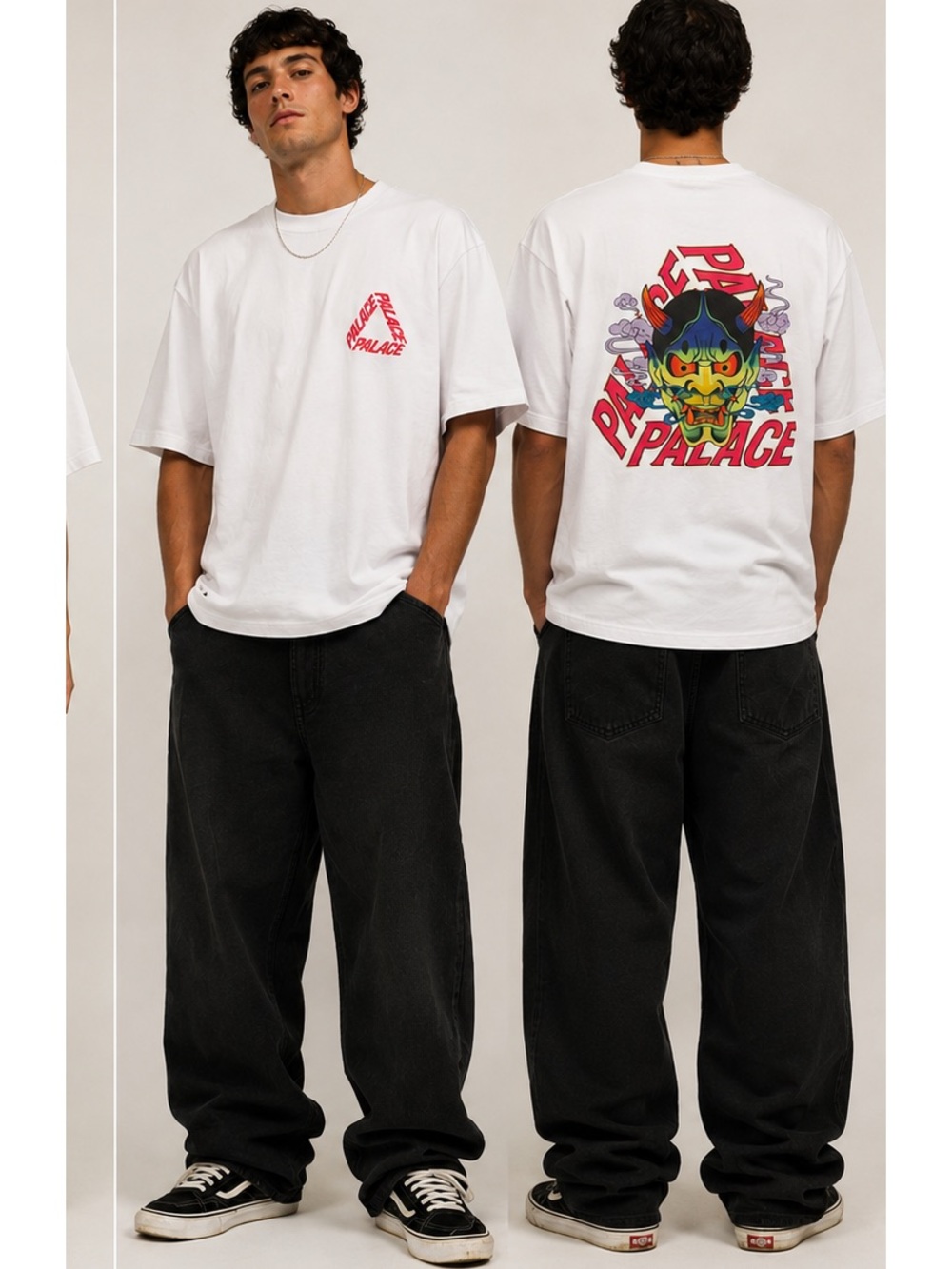 PALACE Unísex Demon P3 Graphic Skater Streetwear Casual 90’s Vibe T-Shirt Large